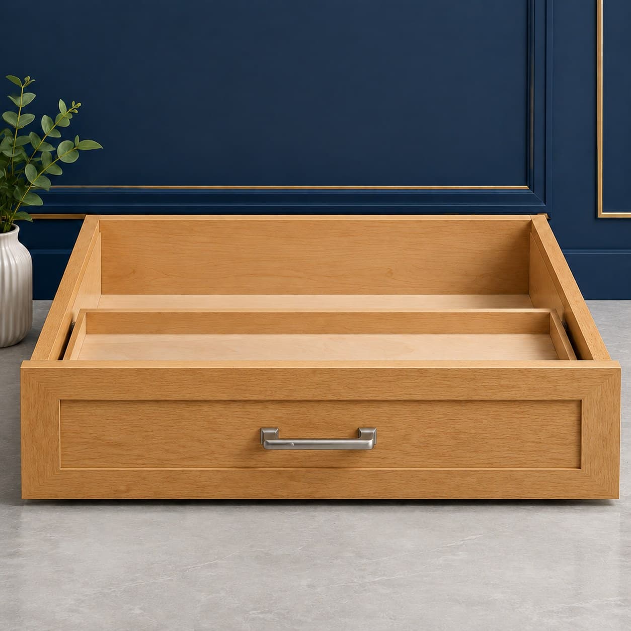30 inch wide desk drawer unit with a single full-width drawer front, 7 1/2 inches high, in a neutral wood finish, in Wood Color finish — front view