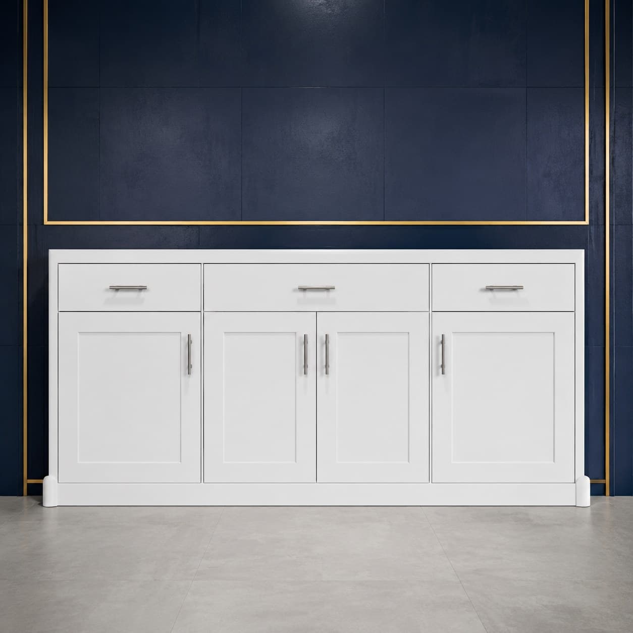 96 inch scribe molding, a slim flexible wood trim strip 3/4 inch wide by 1/4 inch thick, in Purity White finish — front view