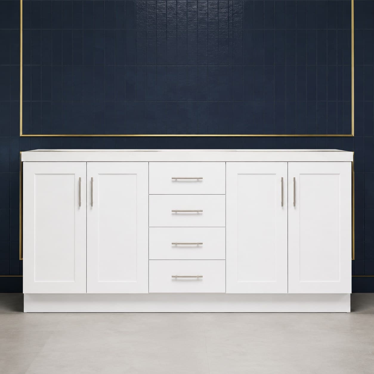 96 inch luxury light rail molding with a deep 2 3/4 inch decorative profile, shown in a smooth neutral wood finish, in Purity White finish — front view