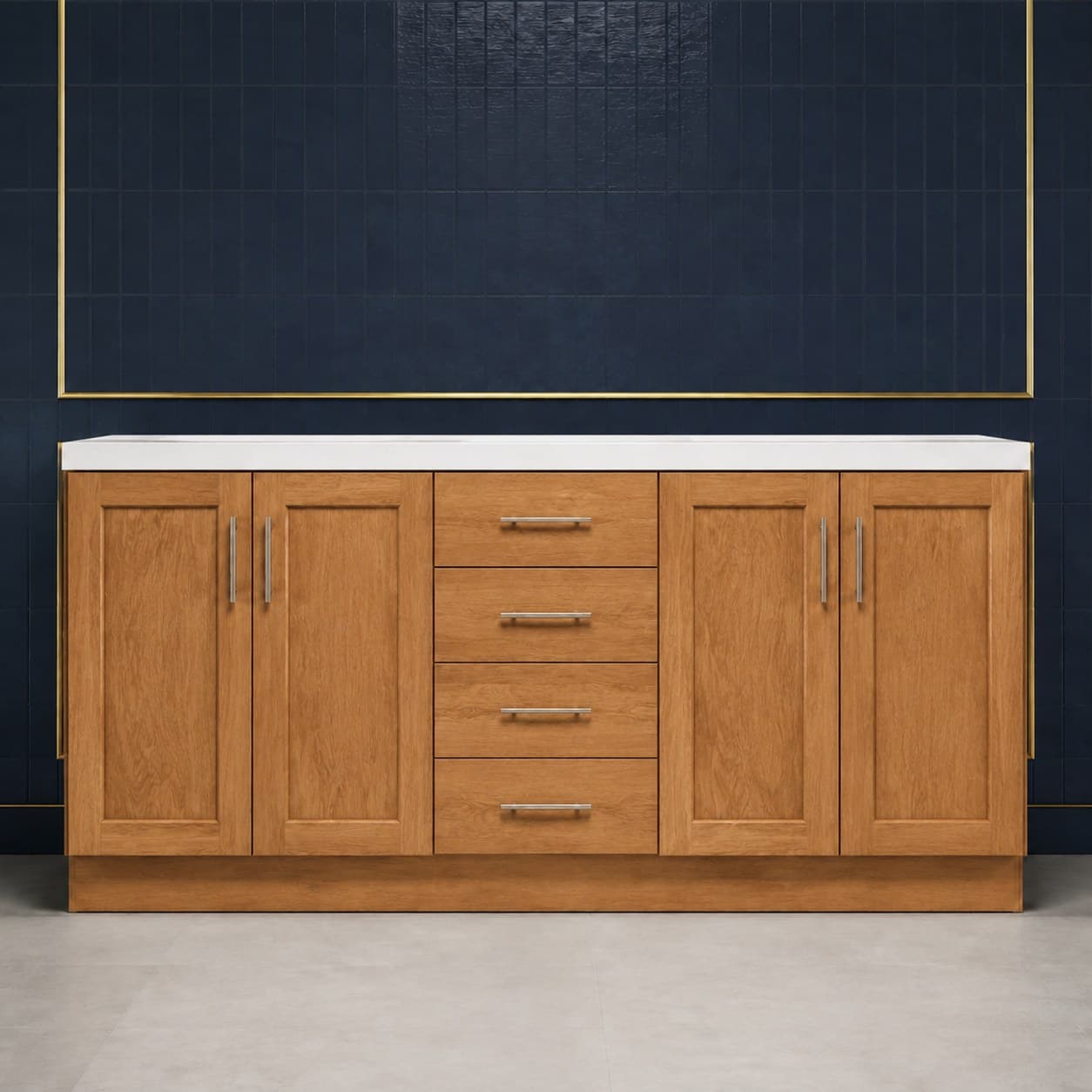 96 inch luxury light rail molding with a deep 2 3/4 inch decorative profile, shown in a smooth neutral wood finish, in Wood Color finish — front view